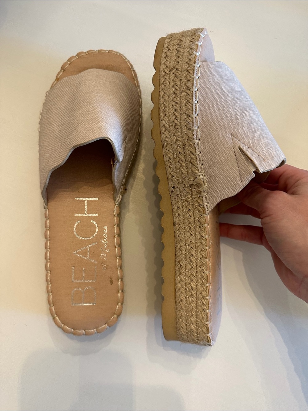 Beige Espadrille Platform Slide - Women's Casual Sandal